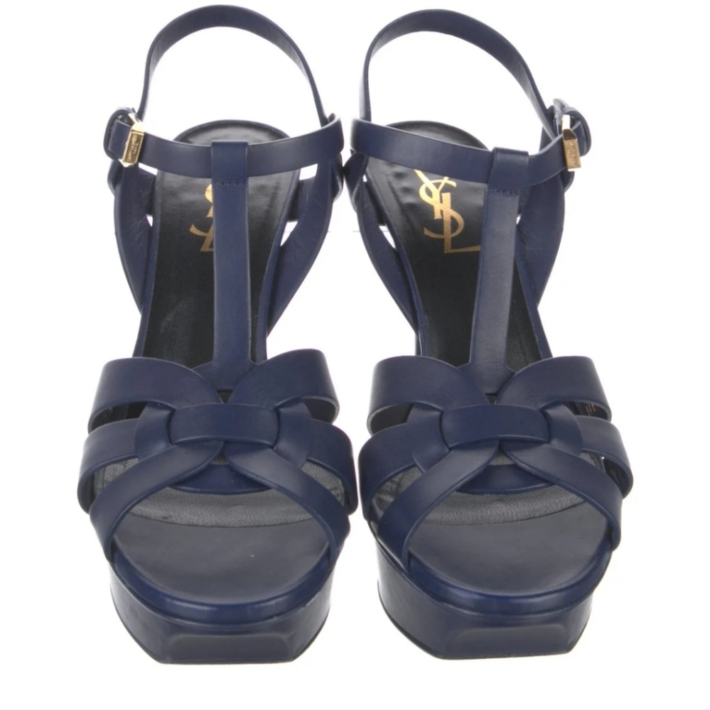 Saint Laurent  T-Strap Sandals Dark blue 39EU